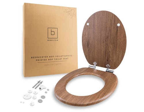 Benkstein WC-Sitz MDF Treibholz Toilettensitz, Scharnierbreite 130-185mm