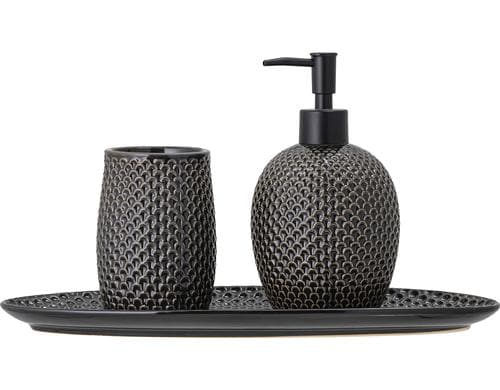 Bloomingville Hrin Seifenspender 3er Set Steingut, Schwarzgrau