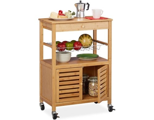 relaxdays Küchenwagen Bambus