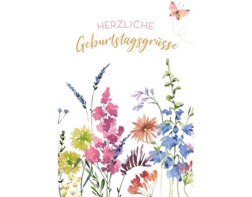 ABC Geburtstagskarte, Schmetterling Format B6, 115 x 173 mm, mit Couvert