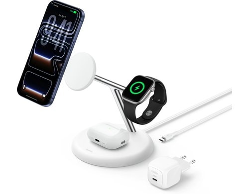 BELKIN UltraCharge 25W Qi2 3-in-1, 25W, Qi2, weiss