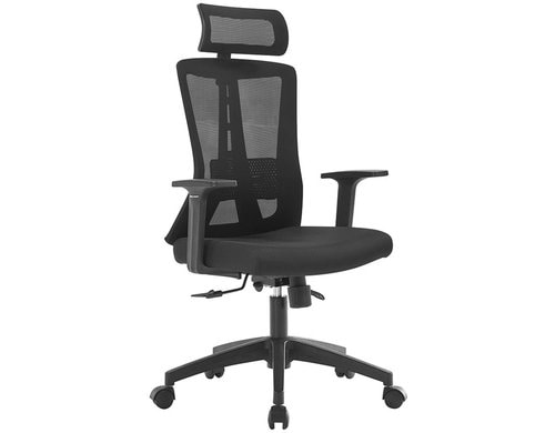 CONTINI Bürostuhl ErgoFlex schwarz Kunststoff, mit Armlehnen und Kopfstütze