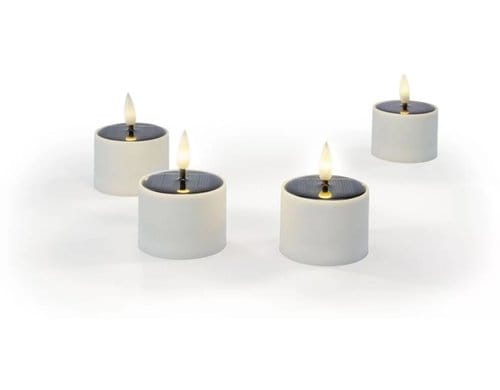 STT Solar Tealights 4pcs 4LED, ww, 6.5x5cm, white