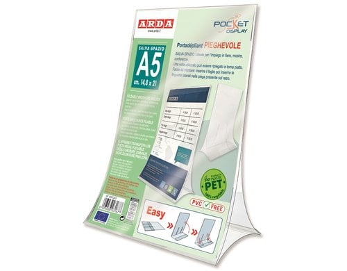 ARDA Tischaufsteller klappbar A5 aus Pet und rezyklierbar