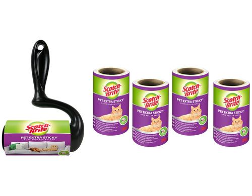 3M Scotch-Brite Kleiderroller Large Surface für Tierhaare, 1 Roller, 4 Ersatzrollen