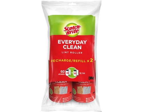 3M Scotch-Brite Kleiderroller Ersatzroller für Kleidung, Möbel, 2 Ersatzrollen à 30 Bl