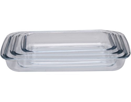 Alpina Auflaufform 3er Set Glas, 39.3x24x6.3 cm