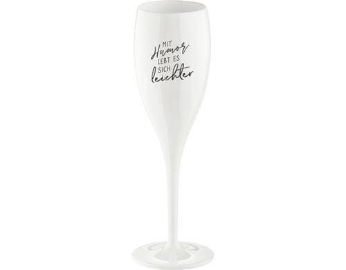 Koziol Sektglas Cheers mit Druck mit Humor HxD: 19.10x5.7, spülmaschinengeeignet