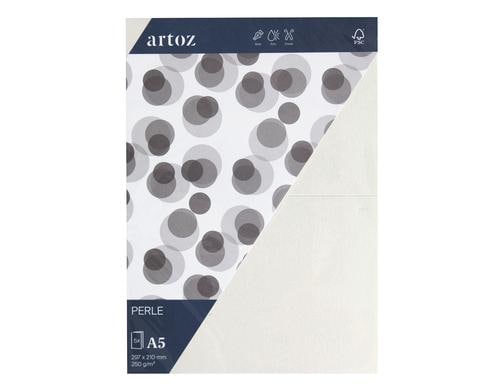 Artoz Karten Perle A5 250 gm2, weiss, 5 Stück