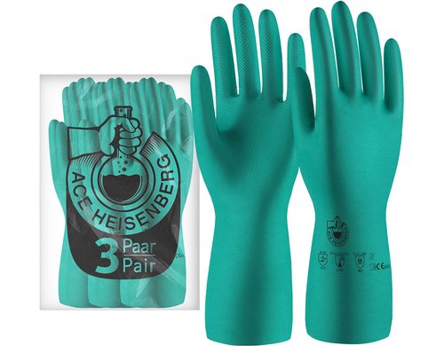 ACE Heisenberg Chemikalienhandschuhe 09/L 3 Paar, Chemikalien-Schutz, Handschuhe