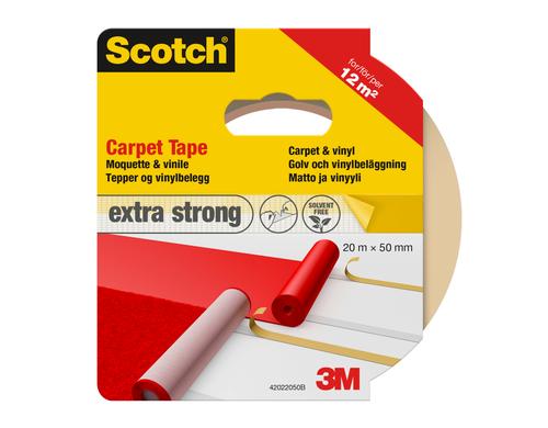 3M Scotch Doppelseitiges Klebeband für Teppich und Vinyl, 50 mm x 20 m