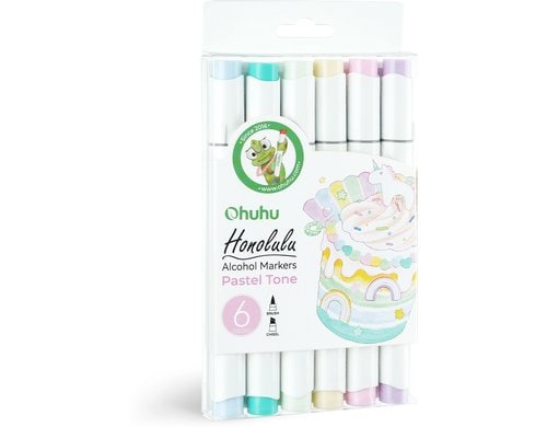 Ohuhu Honolulu Kunstmarker (6 Stk.) - Pastellfarben