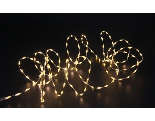 Dameco LED Outdoor Micro Draht silber 250cm LED ww, inkl. Timer 6/18h, IP55