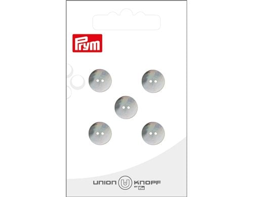 Bu Prym  Knopf Perlmuttknopf 2-Loch 11 mm, Karte 5 Stück, weiss