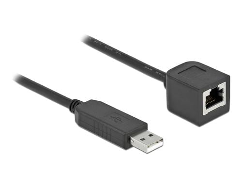 Delock Anschlusskab mit FTDI Chipsatz, 25cm USB2.0 Typ-A Ste. zu RS-232 RJ45 Buchse, SW