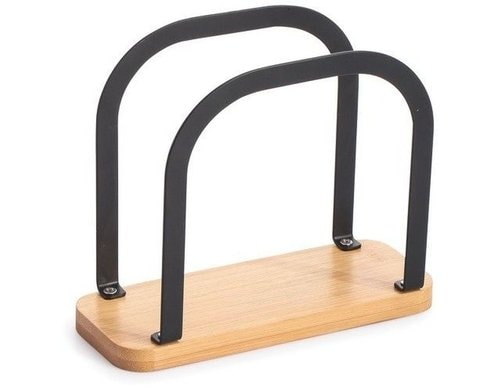 MSV Serviettenhalter, Nature-Schwarz matt Bambus, Stahl, 16x6x25 cm (LxBxH)