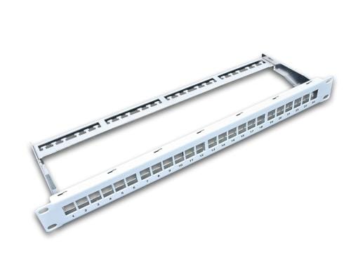 24-Port Patchpanel, geschirmt hellgrau, Leerpanel für Keystone Modul 19