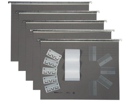 VETRO MOBIL Hängemappe Original A4 grau 25cm, 5er Pack inkl. Reiter