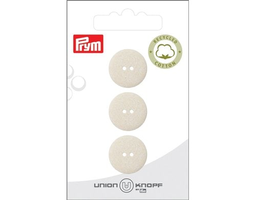 Bu Prym  Knopf BW/Poly-Knopf rec. 2-Loch 18 mm, Karte 3 Stück, creme
