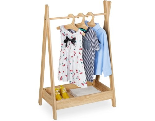 relaxdays Kleiderständer für Kinder MDF, Bambus, China, Natur