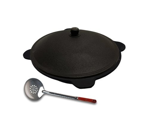 Kazan Gusseisen 22 Liter mit Schaumlöffel, Aludeckel