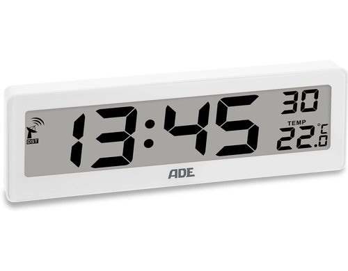 ADE digitale DCF-Funkuhr mit XXL-Ziffern weiss, mit Temperaturanzeige