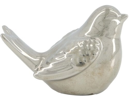 Chalet Keramikvogel Vivy 12.5x6.5x8cm silber