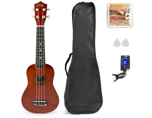 MAX UKEYDN Sopranukulele Sopranukulele, braun, Tuner, GigBag, Picks