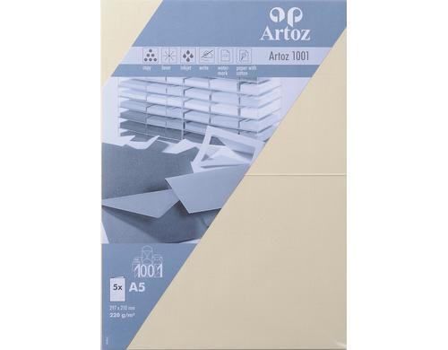 Artoz Blankokarte 1001 A5 220gm2 chamois, 5 Blatt