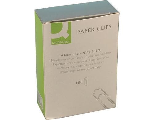 Connect Büroklammern 43 mm lang, vernickelt Schachtel zu 100 Stück, Nr.5