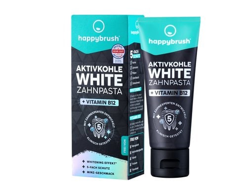 happybrush Whitening-Zahnpasta mit Aktivkohle