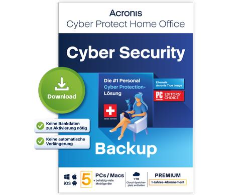 Cyber Protect Home Office Premium ESD, Subscription, 1yr, 5 PC, 1TB