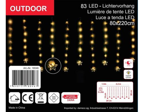 Dameco LED Lichtervorhang 11 Stränge 83 LED warmweiss, H: 80cm, B: 220cm