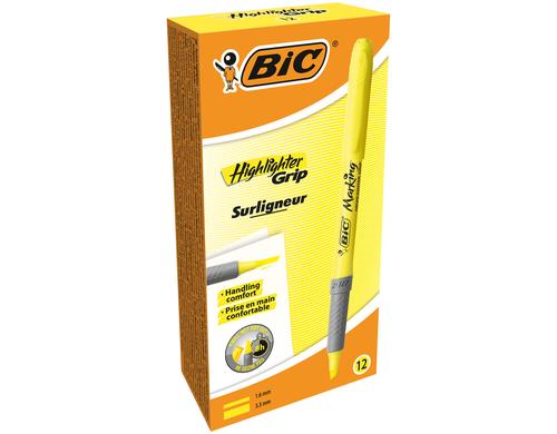 Bic Textmarker Brite Liner Grip, 12 Stk gelb
