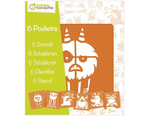 Avenue Mandarine Schablonen Set Monster 15.2 x 17.5 cm, 6 Schablonen