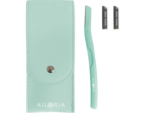 Ailoria Gesichtsrasierer Glow Touch Seebreeze mit Etui, 2 Ersatzklingen