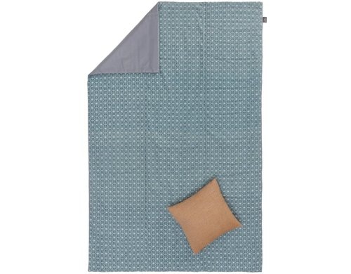URBANARA Picknickdecke 190x130cm Ankisa grüngrau/weiß/taubenblau