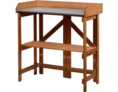 Faltbarer Pflanztisch mit Ablage, Braun aus Holz