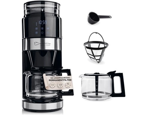 Barista Kaffeemaschine 900W mit Mahlwerk Touch-Display + Glaskanne