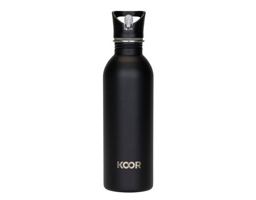KOOR Flasche 1000ml schwarz Halm Stainless Steel, einwandig
