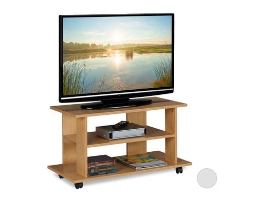 relaxdays TV Möbel mit Rollen MDF China, Hellbraun