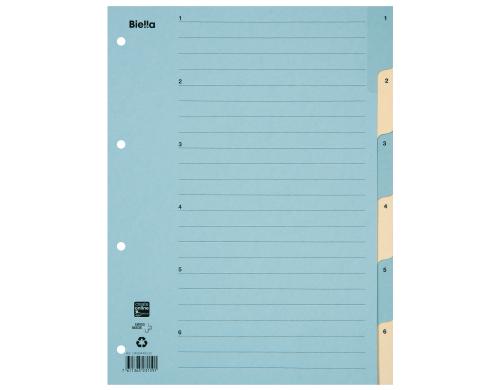 Biella Register Karton A4 1-6, 4Loch blau,gelb 1 Stück