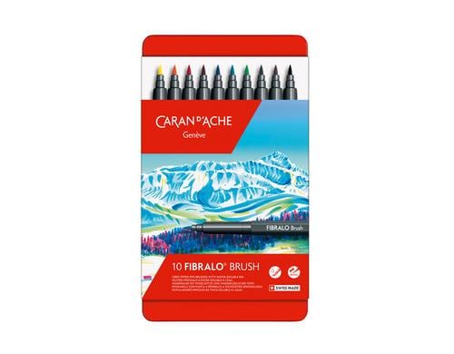 Caran d'Ache Fibralo Brush Fasermaler Metallschachtel mit 10 Farben