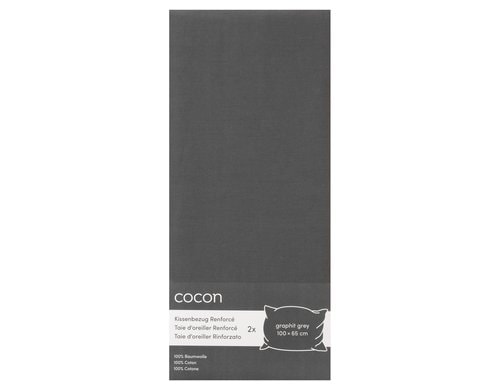 COCON, Kissenbezug Renforcé 100 x 65 cm, Gr 2 Stk., 100x65 cm, grau
