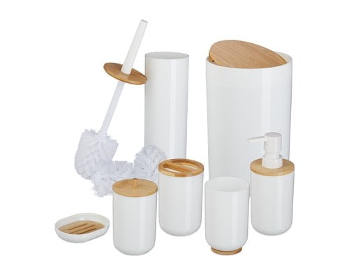 relaxdays Badezimmer Set 7-teilig, Weiss