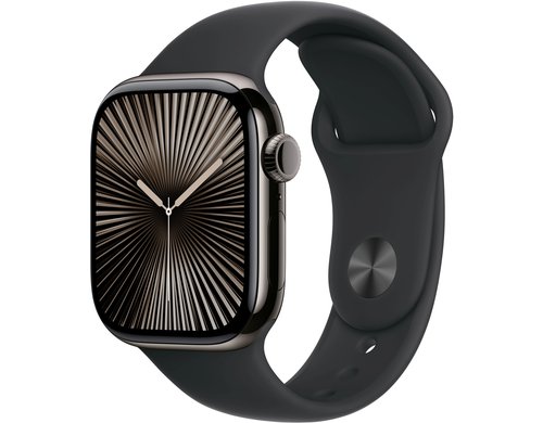 Apple Watch S10 CEL 42 Slate Titanium S mit  Black Sport Band - S/M