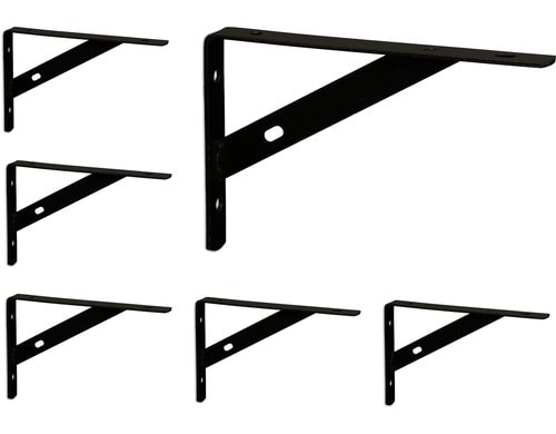 relaxdays Regalträger 6er Set Schwarz, Stahl