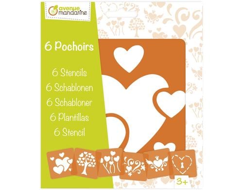 Avenue Mandarine Schablonen Set Herzen 15.2 x 17.5 cm, 6 Schablonen