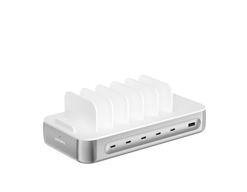 4smarts Ladestation Team inkl. 6 Kabel 5x USB-C, 1x USB-A, Silber