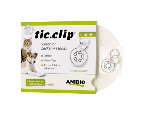 Anibio tic-clip Anhänger gegen Zecken Giftfrei wasserbeständig, auch f. Welpen